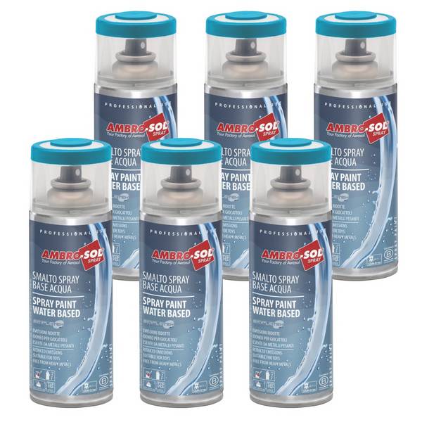 6x Vernice Spray A Base Acqua Blu Luce Smalto Metallo Legno Plastica