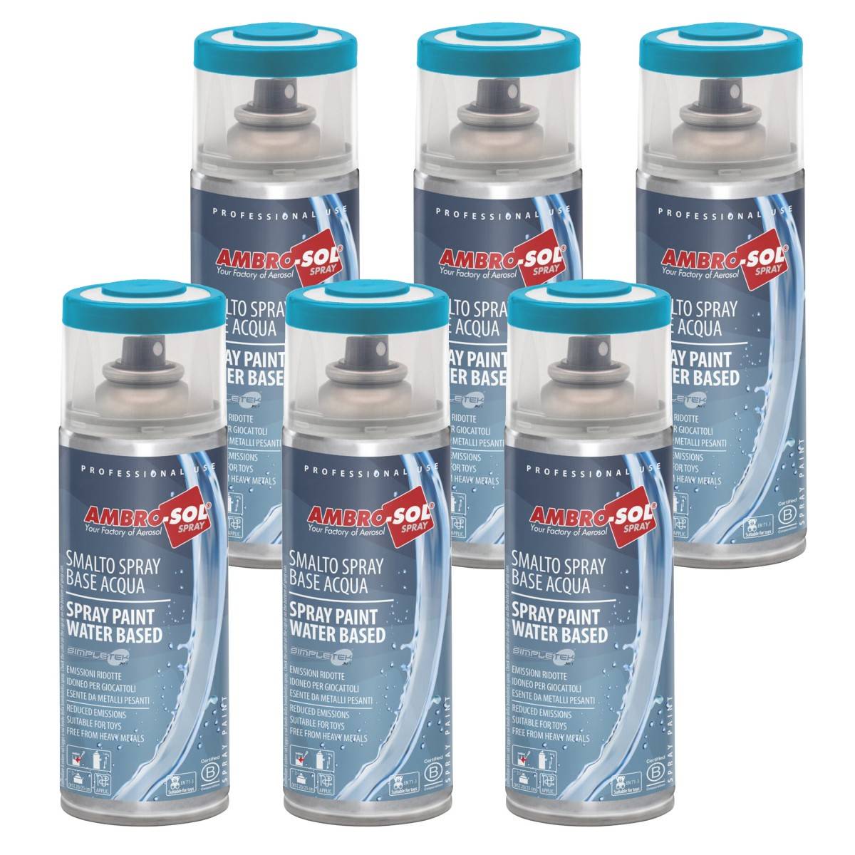6x Vernice Spray A Base Acqua Blu Luce Smalto Metallo Legno Plastica-0