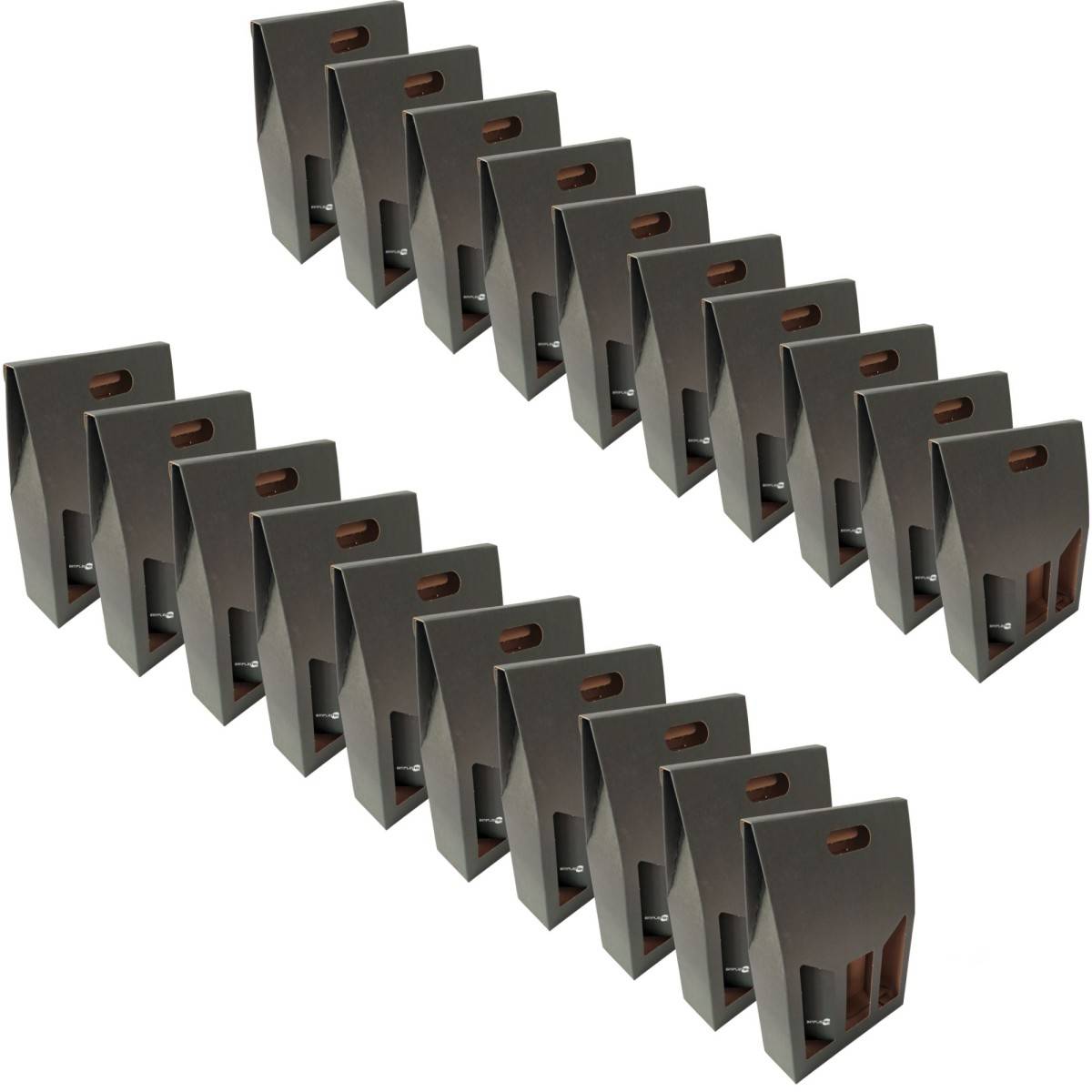 20x Scatola Confezione Regalo Vendita Nera Per 3 Bottiglie Vino Olio Con Finestra-0