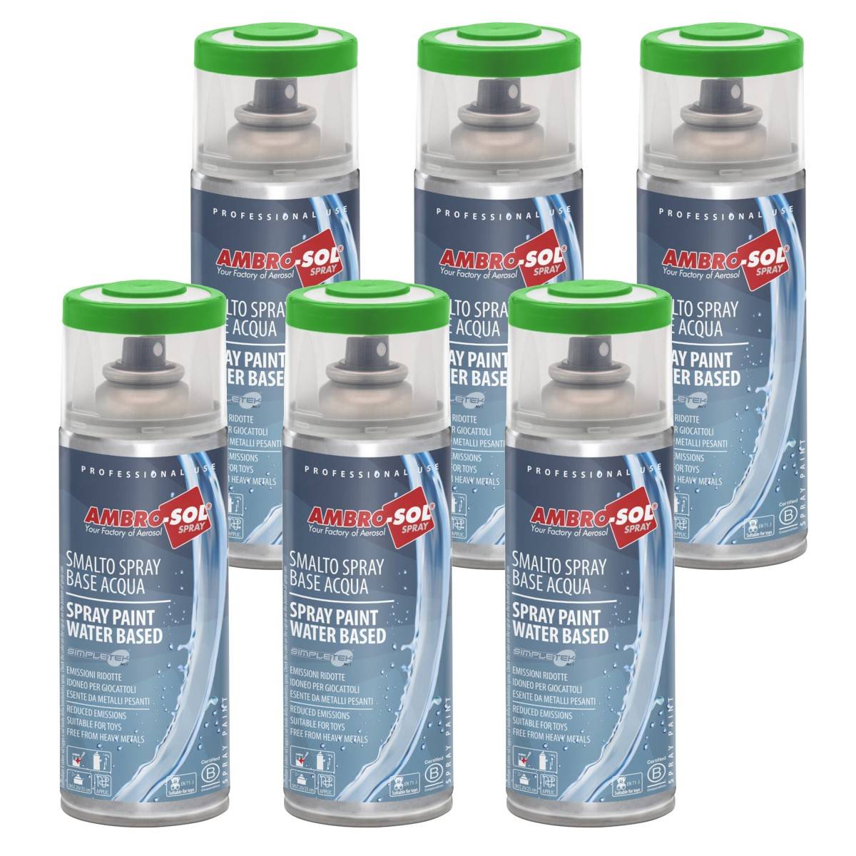 6x Vernice Spray A Base Acqua Verde Prato Smalto Metallo Legno Plastica-0
