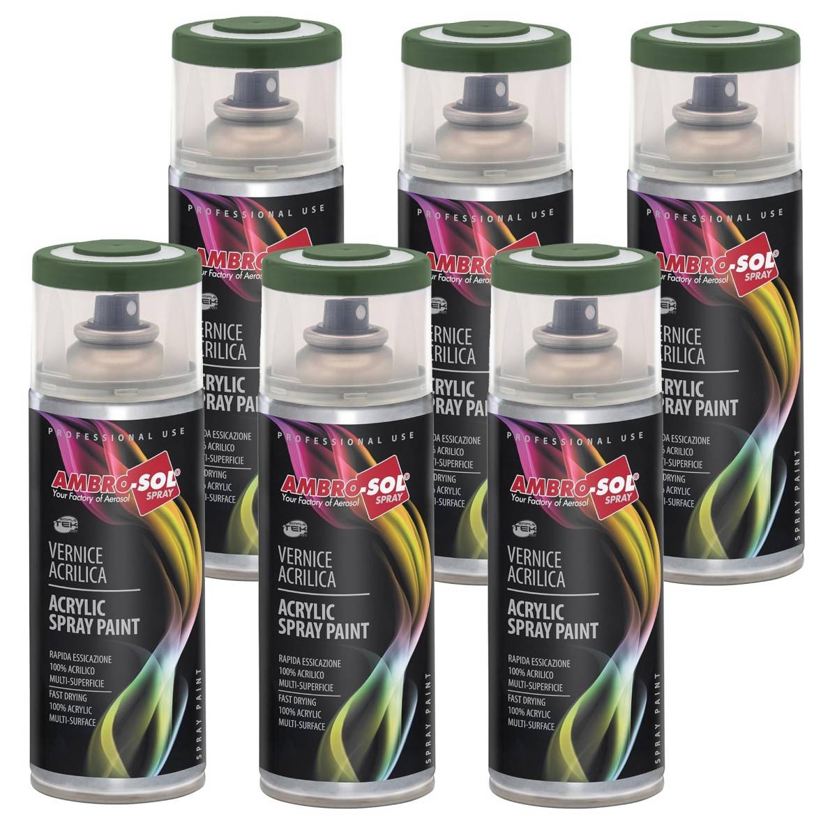 6x Bomboletta Vernice Spray Verde Militare Opaco Interni Esterni Universale-0