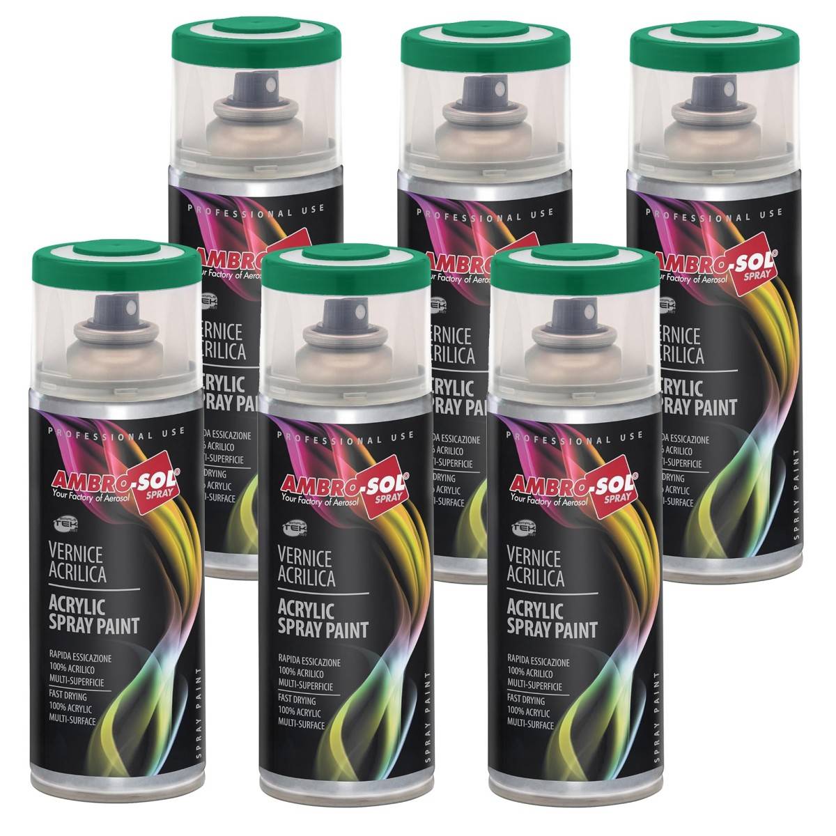 6x Bomboletta Vernice Spray Brillante Verde Turchese Interni Esterni Universale-0