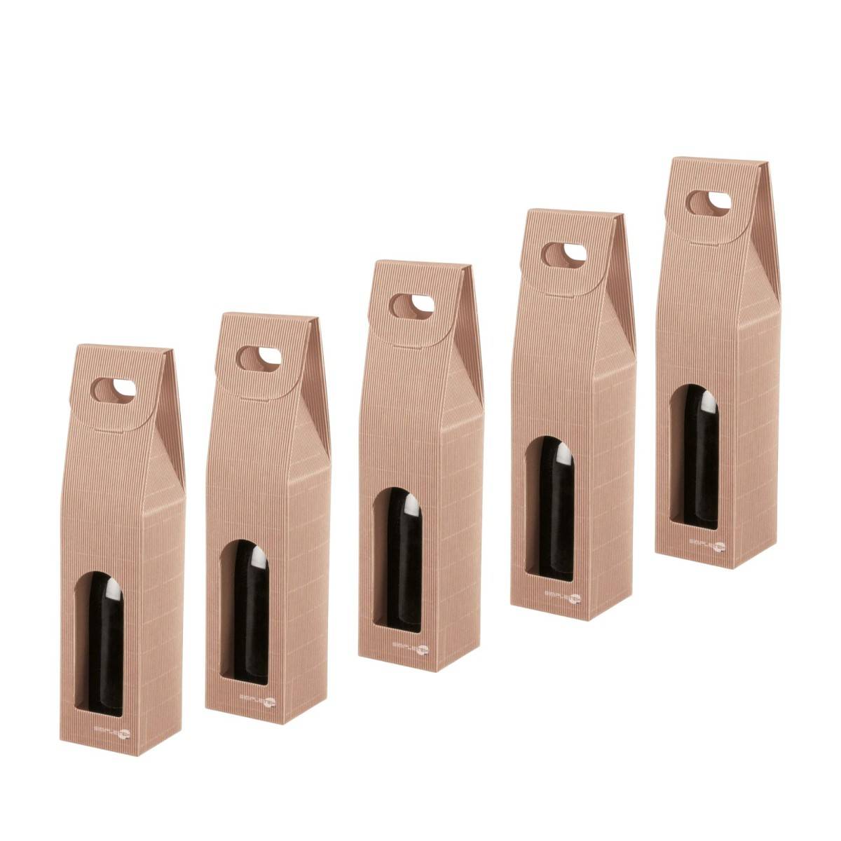 5x Scatola Confezione Regalo Vendita Avana Per Bottiglia Vino Olio Con Finestra-0