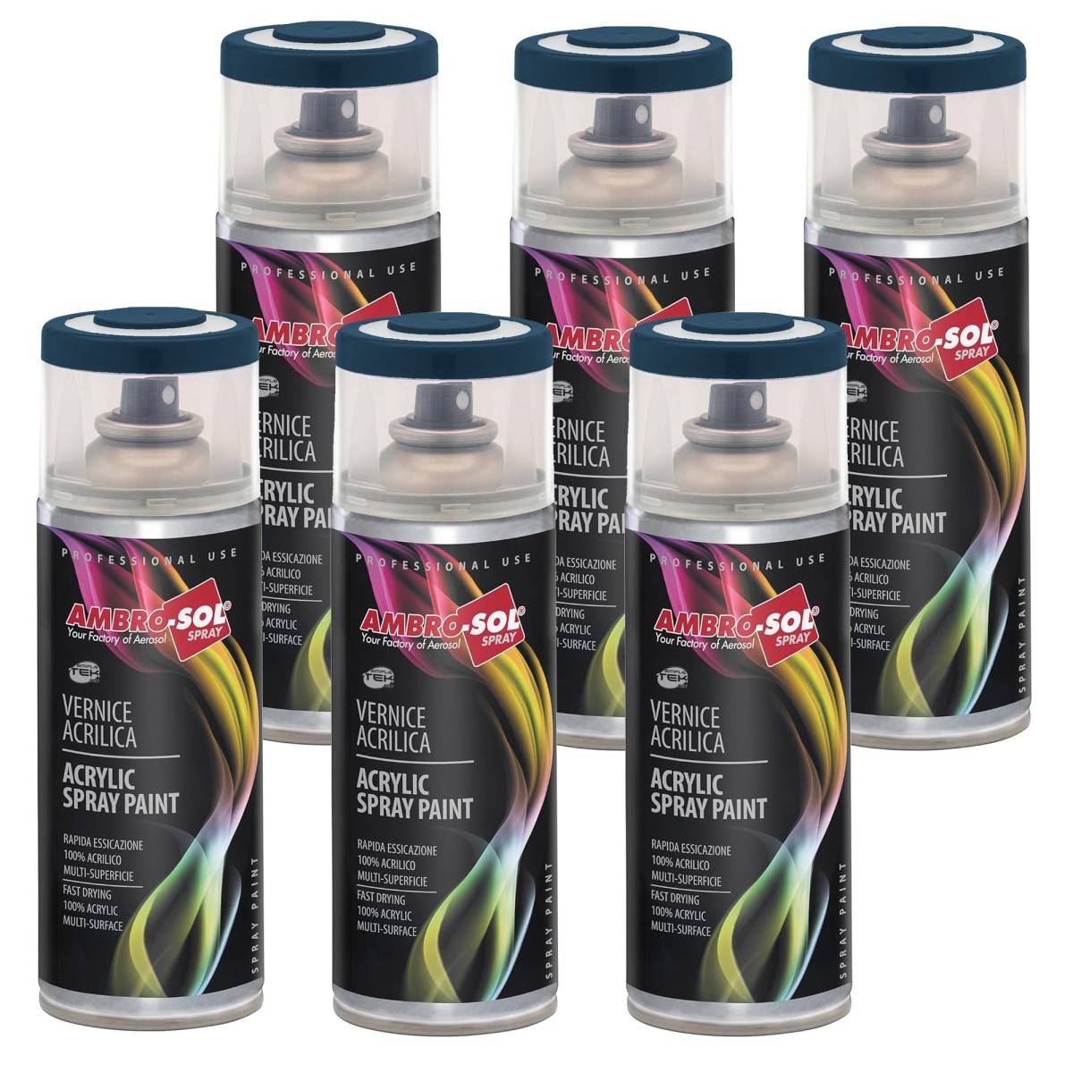 6x Bomboletta Vernice Spray Brillante Blu Zaffiro Interni Esterni Universale-0