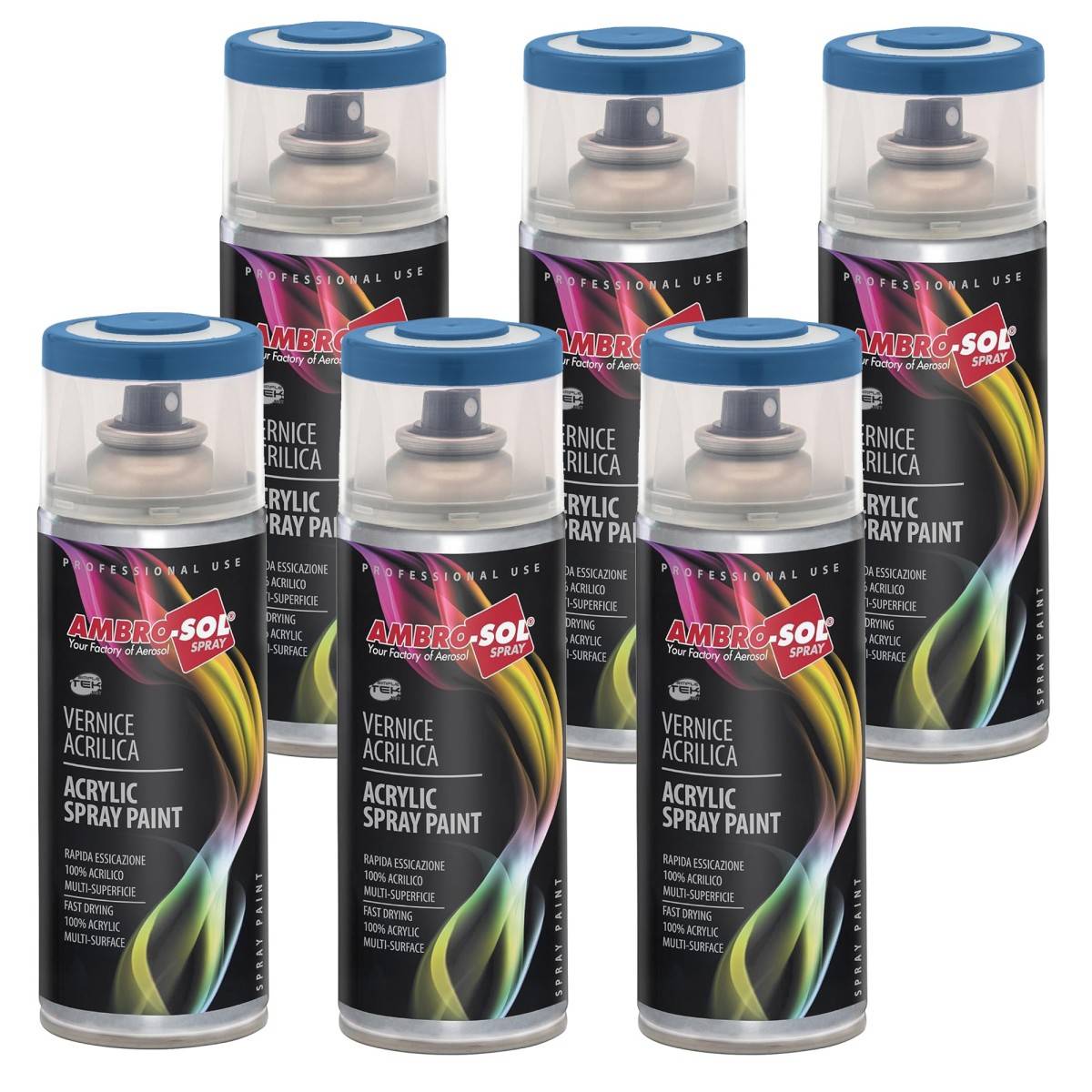 6x Bomboletta Vernice Spray Brillante Blu Brillante Interni Esterni Universale-0