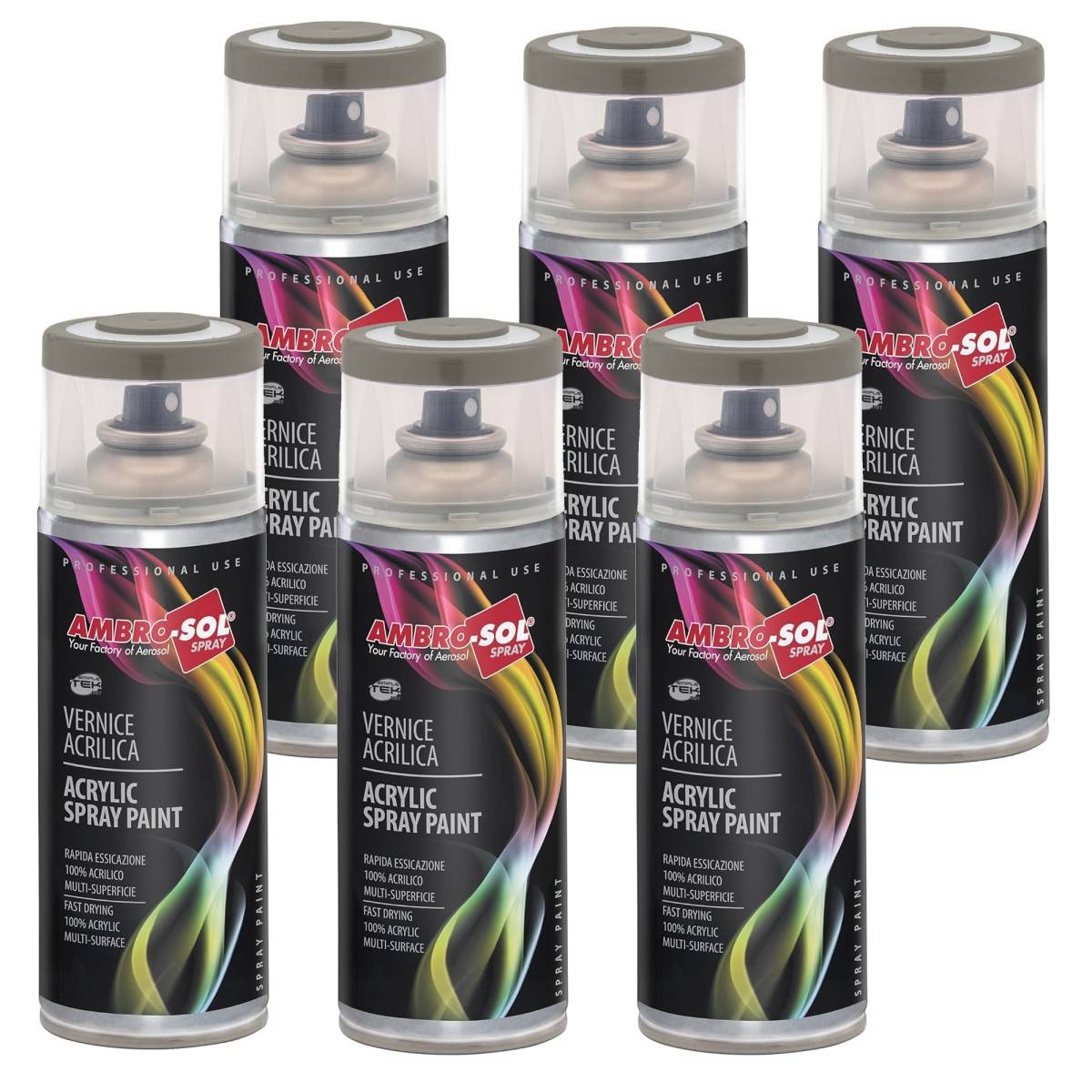 6x Bomboletta Vernice Spray Brillante Grigio Topo Per Interni Esterni Universale-0