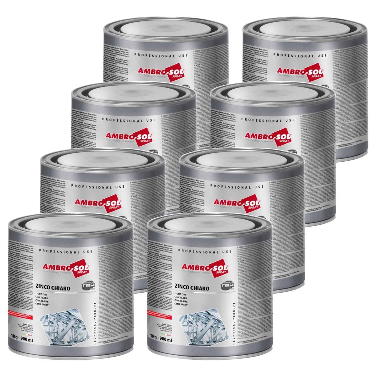 8x Barattolo 1kg Vernice Zincante Chiaro A Freddo Protegge Ossidazione Galvanica-0