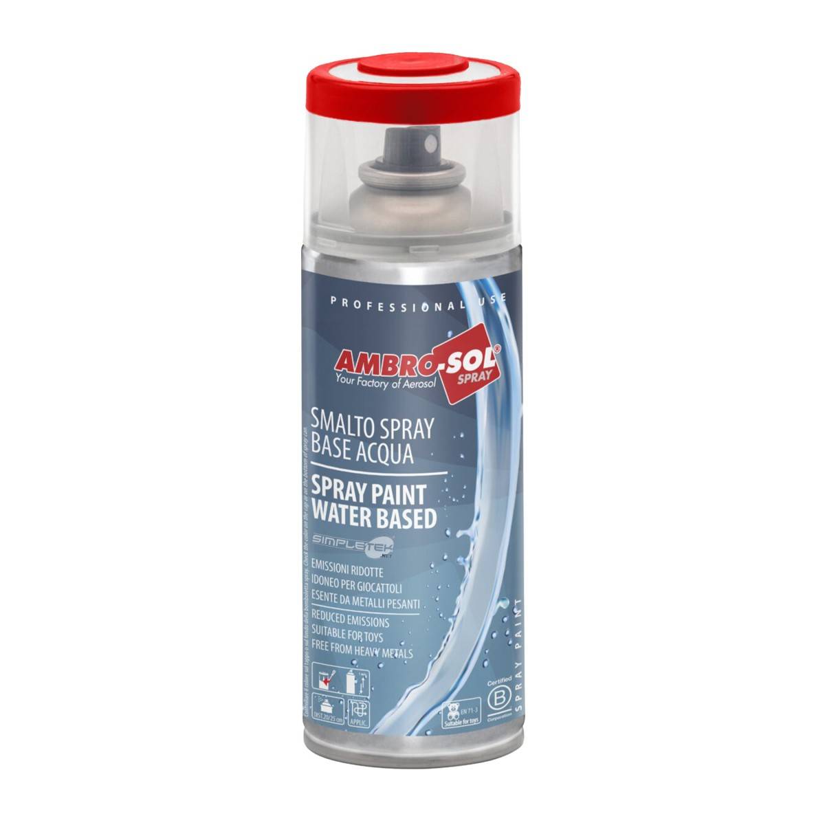 Vernice Spray A Base Acqua Rosso Traffico Smalto Metallo Legno Plastica-1