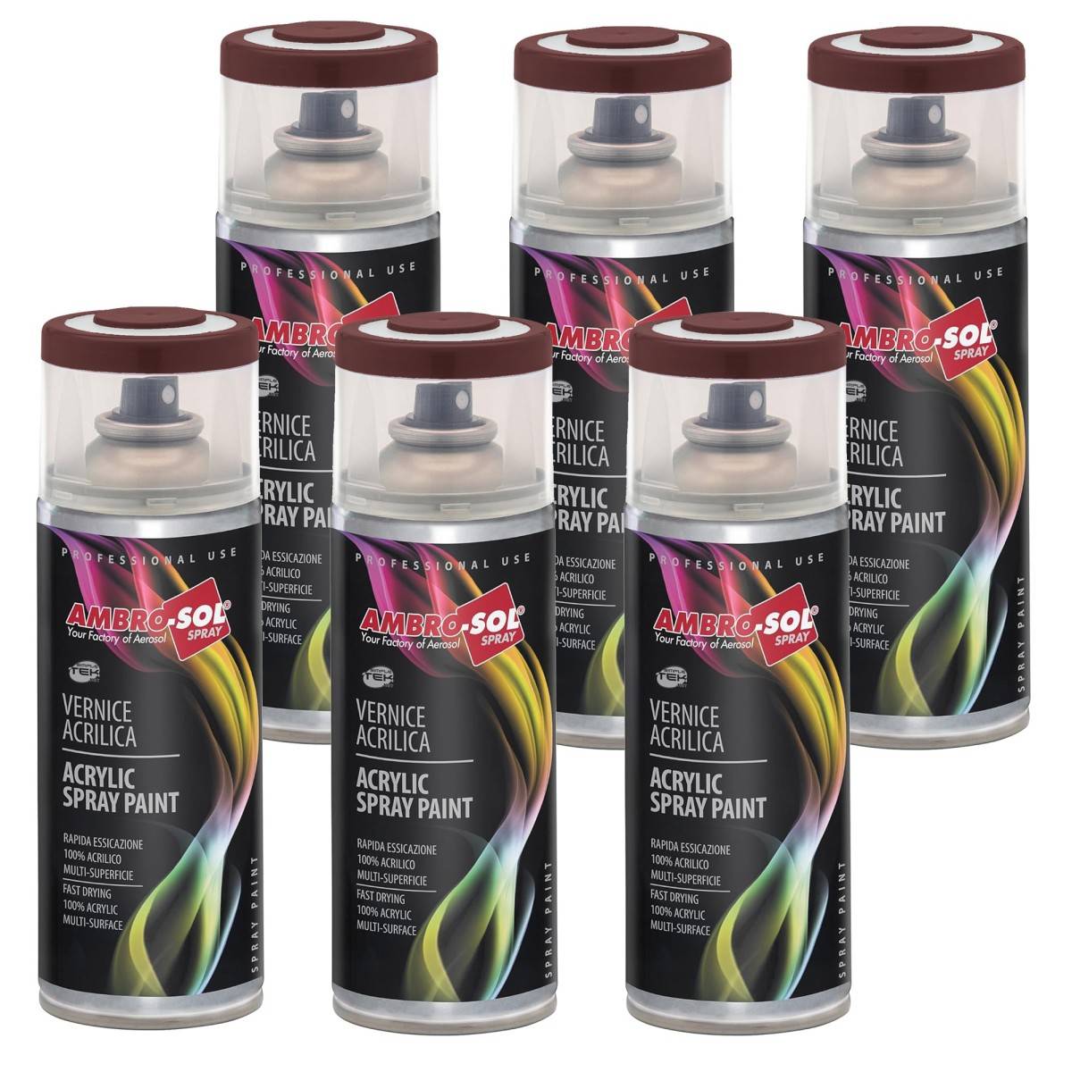 6x Bomboletta Vernice Spray Brillante Marrone Mogano Interni Esterni Universale-0