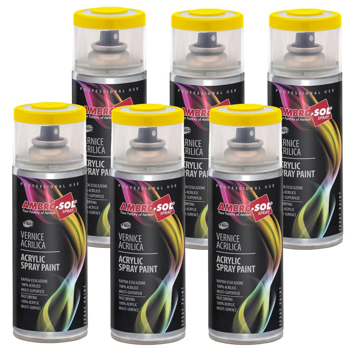 6x Bomboletta Vernice Spray Brillante Giallo Zinco Interni Esterni Universale-0