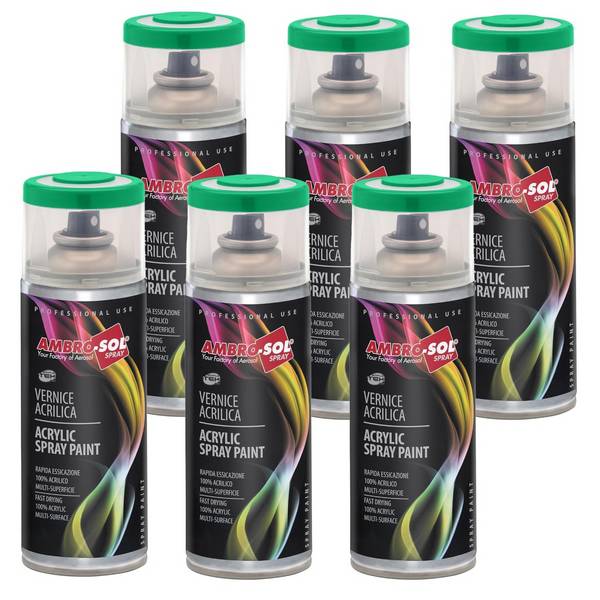 6x Bomboletta Vernice Spray Brillante Verde Traffico Interni Esterni Universale