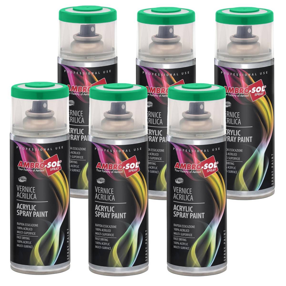 6x Bomboletta Vernice Spray Brillante Verde Traffico Interni Esterni Universale-0