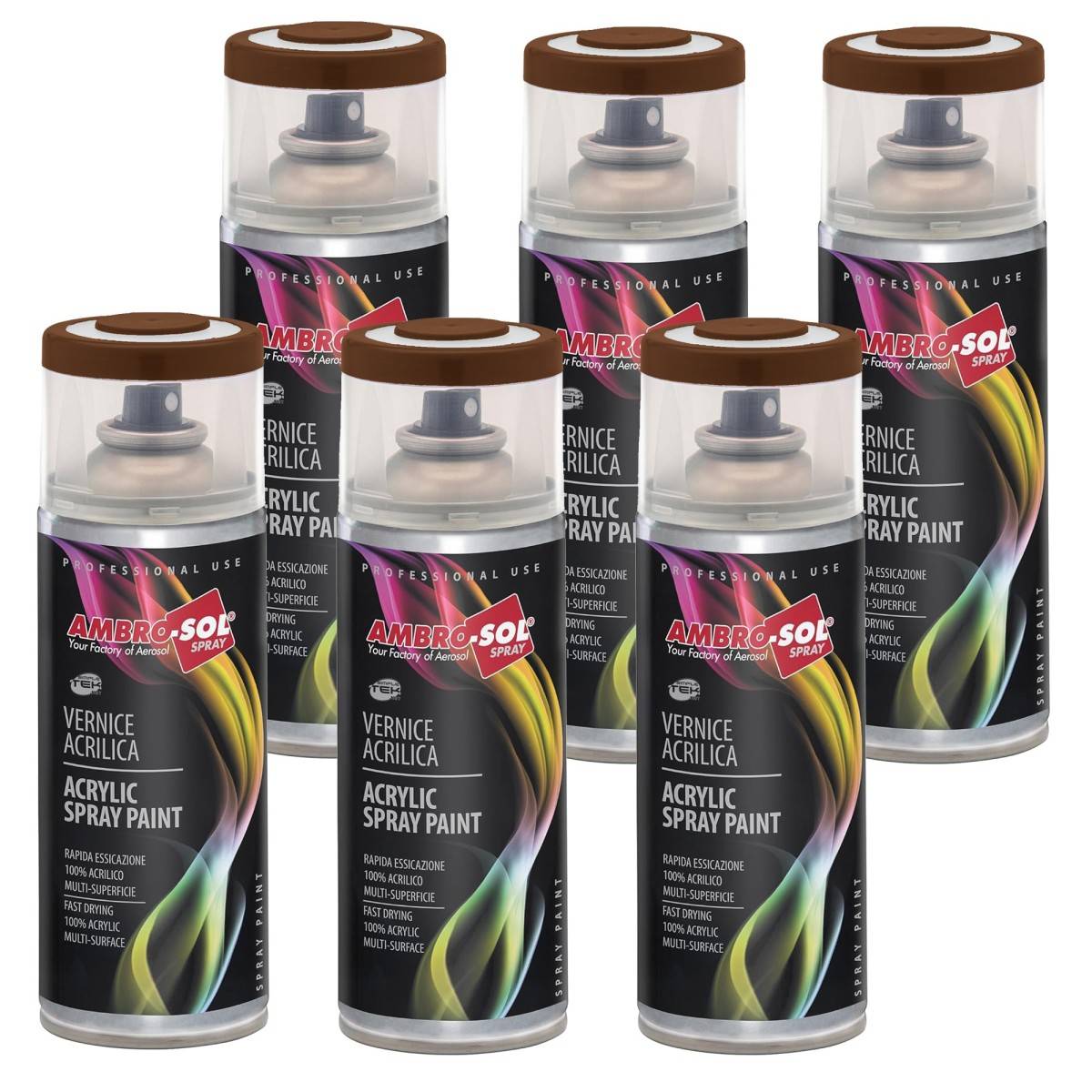 6x Bomboletta Vernice Spray Brillante Marrone Noce Interni Esterni Universale-0