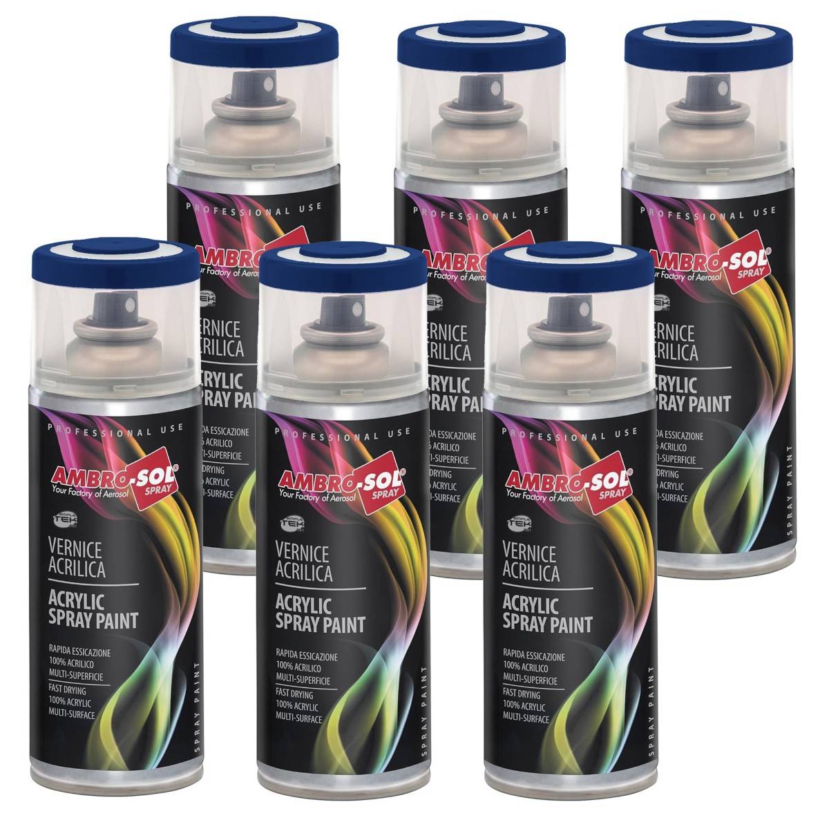 6x Bomboletta Vernice Spray Brillante Blu Cobalto Interni Esterni Universale-0