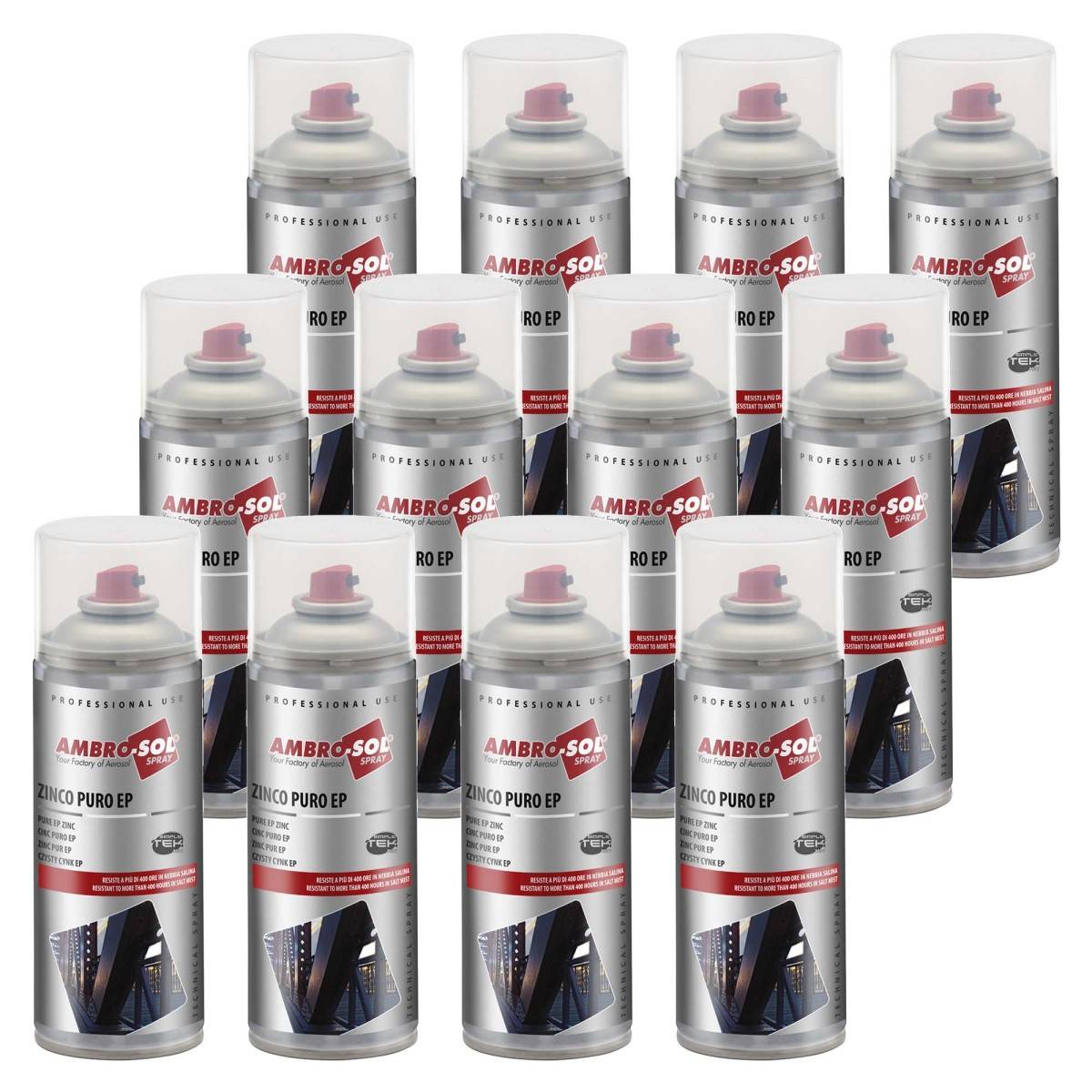 12x Bomboletta Spray Vernice Zincante Zinco Puro Ep A Freddo Protegge Ossidazione-0