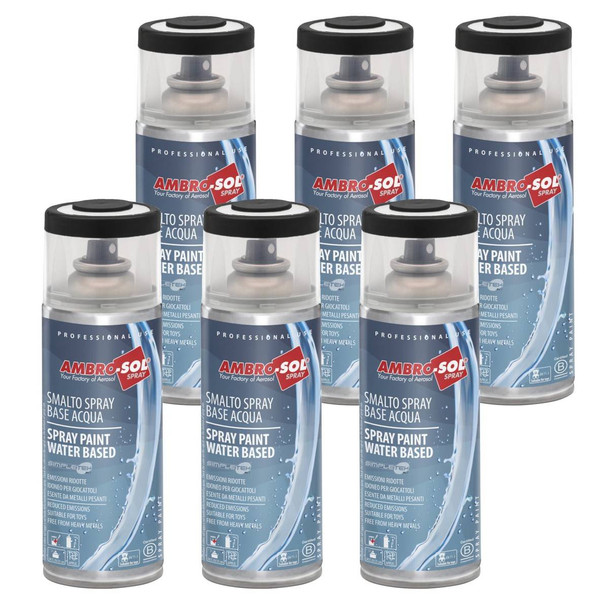 Vernice Spray A Base Acqua Nero Lucido Smalto Metallo Legno Plastica Vetro-0