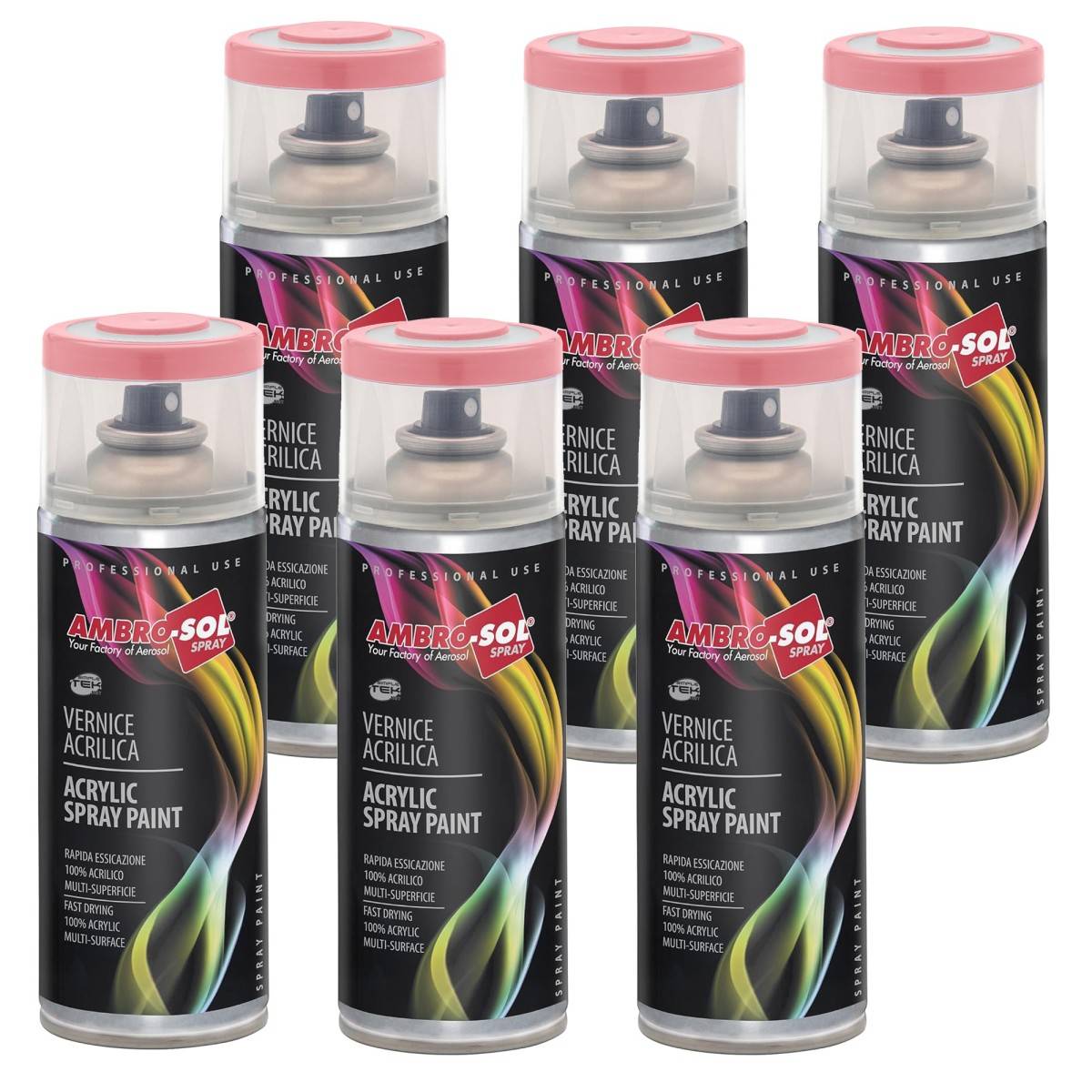 6x Bomboletta Vernice Spray Brillante Rosa Chiaro Interni Esterni Universale-0