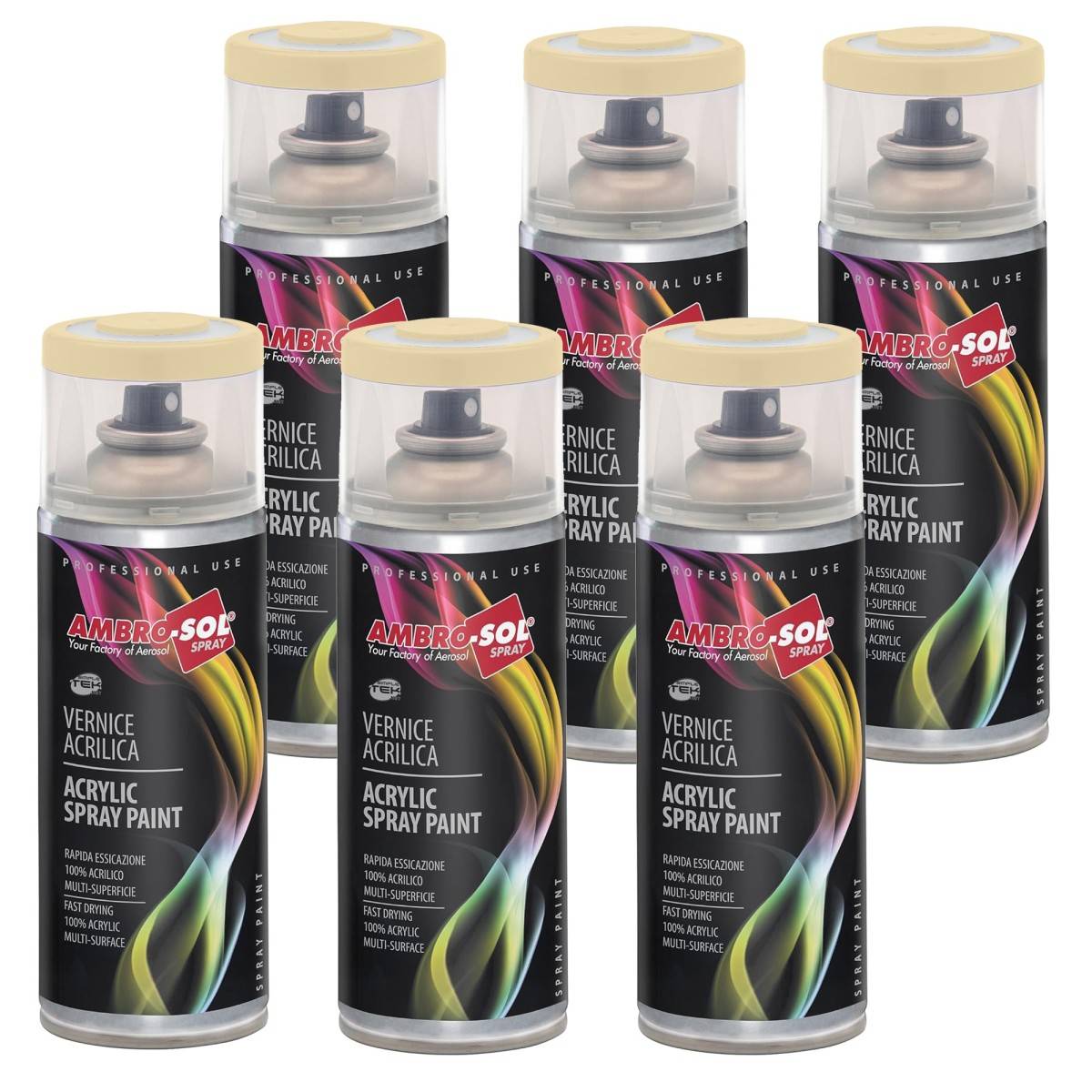 6x Bomboletta Vernice Spray Brillante Avorio Chiaro Interni Esterni Universale-0