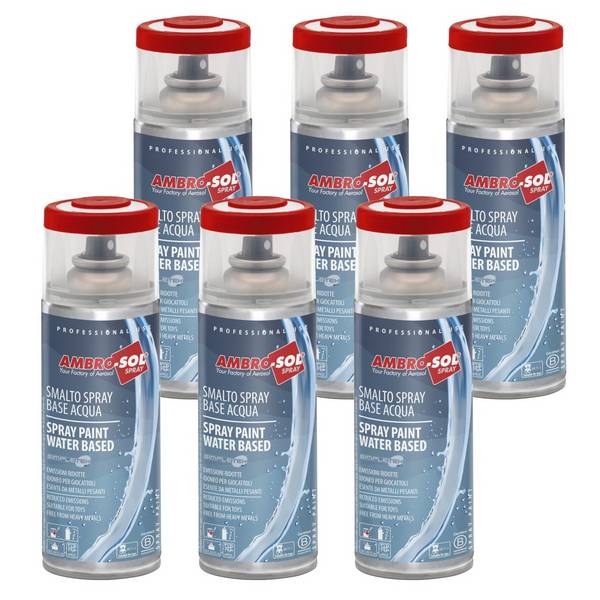 6x Vernice Spray A Base Acqua Rosso Fuoco Smalto Metallo Legno Plastica