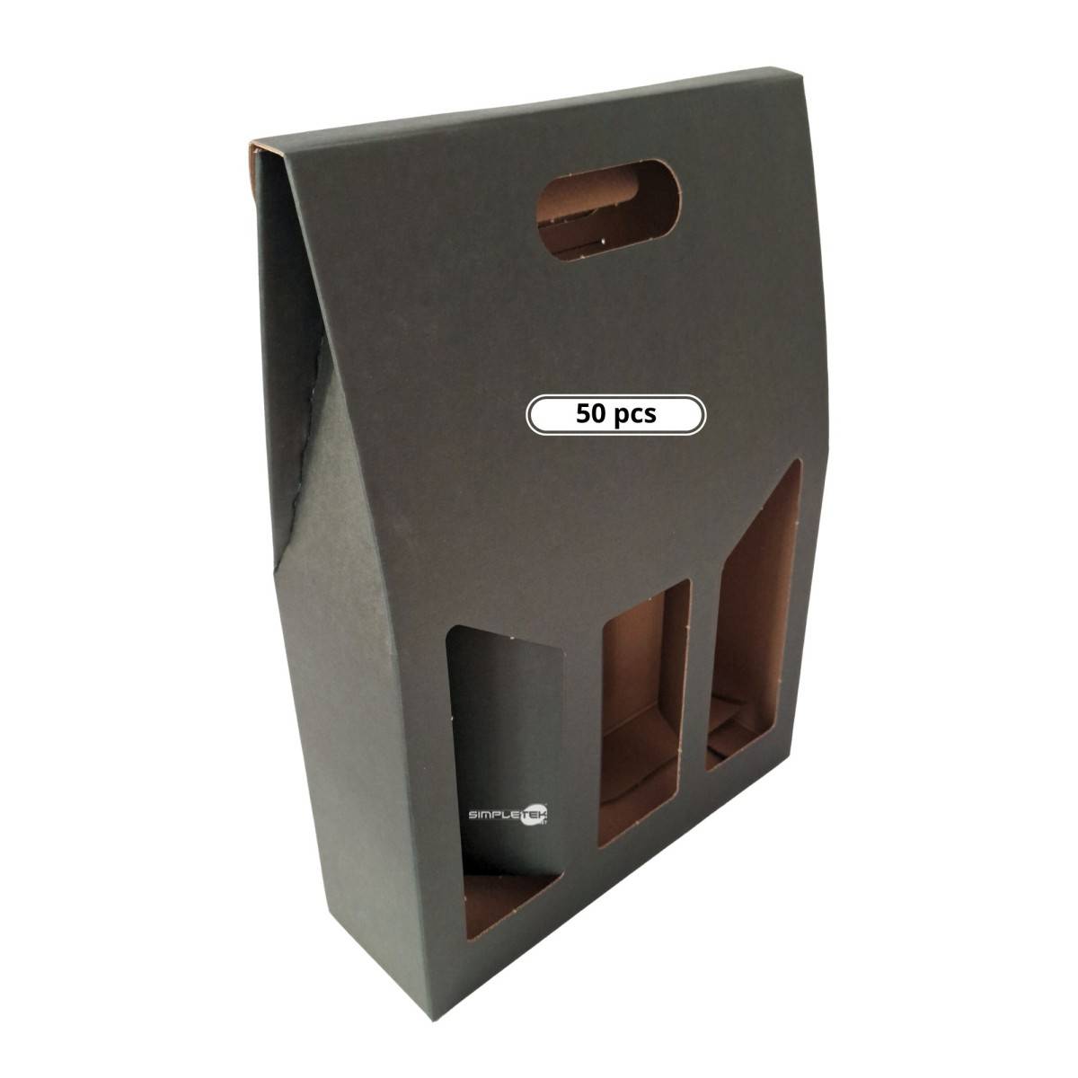 50x Scatola Confezione Regalo Vendita Nera Per 3 Bottiglie Vino Olio Con Finestra-0