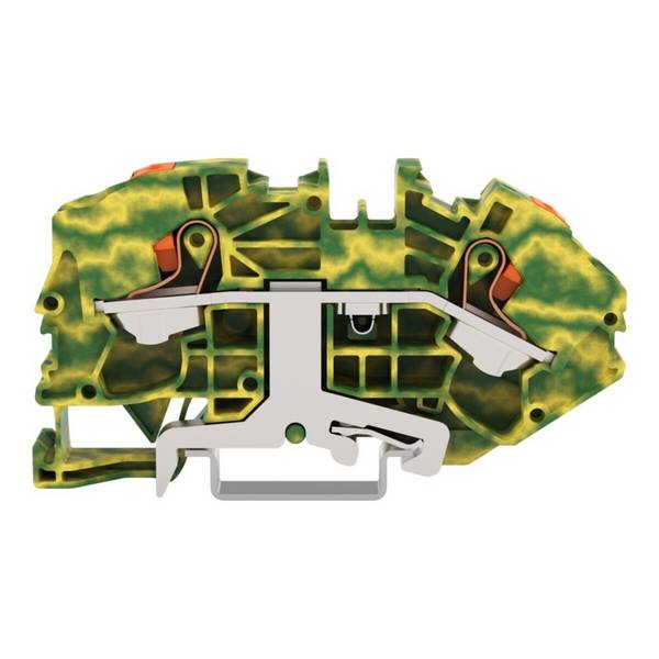 WAGO - 2216-7607 - 2-conductor ground terminal blocco; with push-button; 16 mm²; side and center marking; for DIN-rail