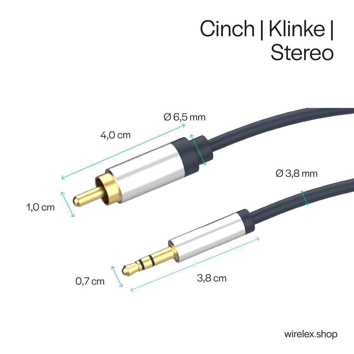 shiverpeaks FLEXLINE Audiokabel, 2 x Cinchstecker - 3,5 mm Klinkenstecker, 0,75 m, hochflexibel, vergoldete - 1 Stück (F-1