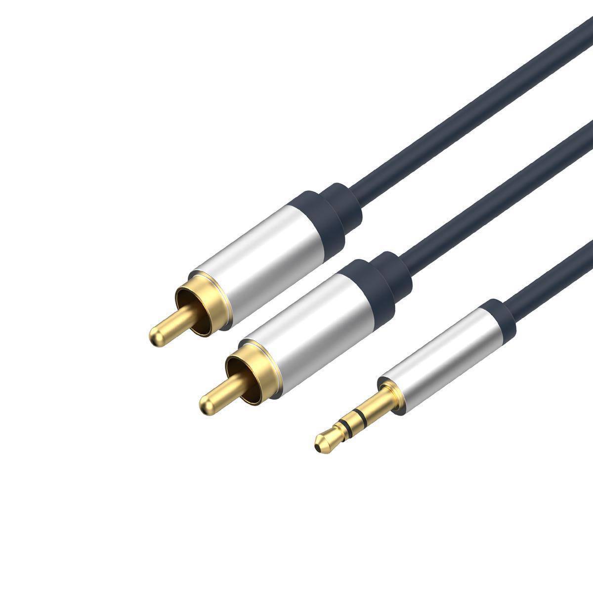 shiverpeaks FLEXLINE Audiokabel, 2 x Cinchstecker - 3,5 mm Klinkenstecker, 0,75 m, hochflexibel, vergoldete - 1 Stück (F-0