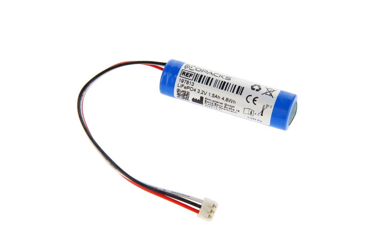 Illuminazione di emergenza e sicurezza con batteria LiFePO4 CoPacks per Exylux EN10032721 - 3,2 V 1500 mAh 66x19 mm...-0