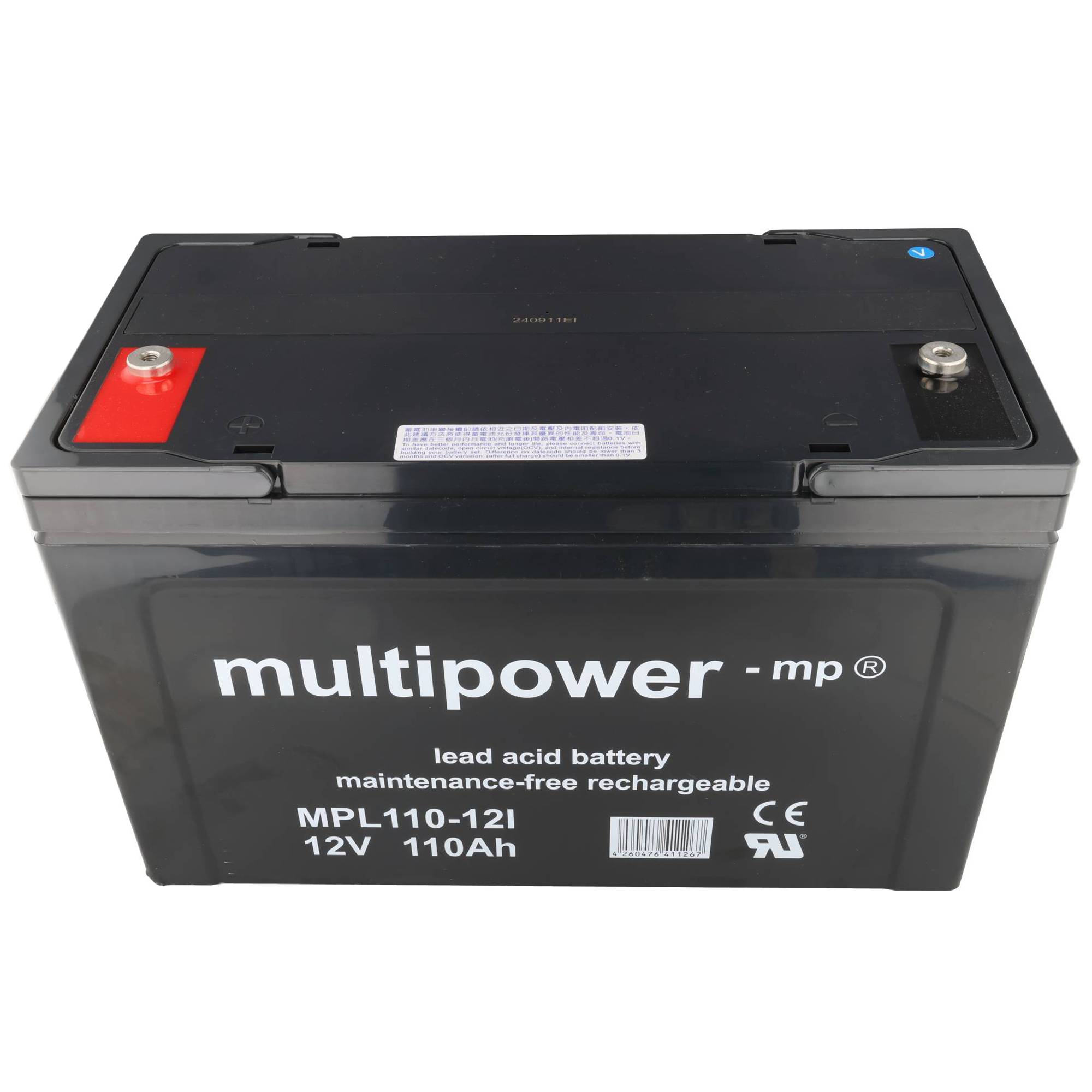 Batteria al piombo multipower MPL100-12 12V 100Ah Batteria al piombo gel AGM-0