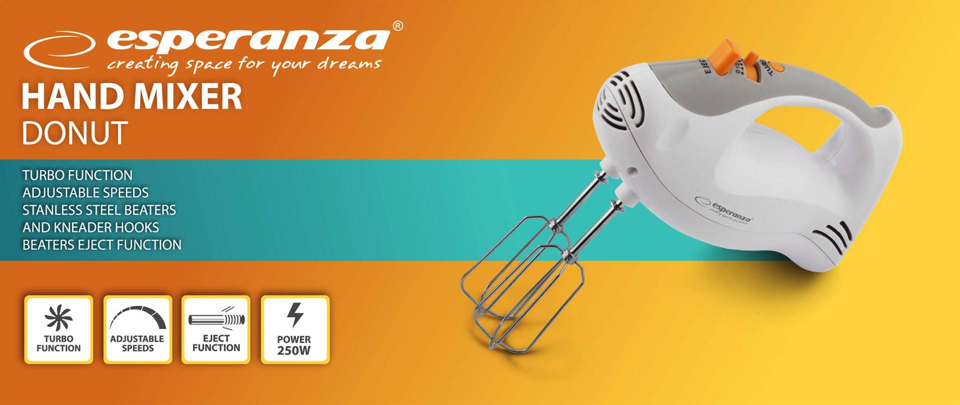 Frullatore ad Immersione Esperanza EKM009 Bianco 250 W-6