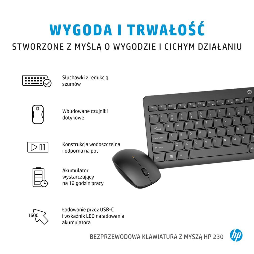 HP 230 Tastatur RF Wireless QWERTY Englisch Schwarz (18H24AA#ABB)-5