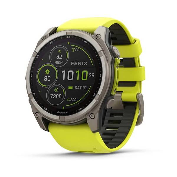 Garmin Fenix 8, 51mm, Sapphire Solar, Carbon Gray Dlc Titanium Con Cinturino Amp Yellow