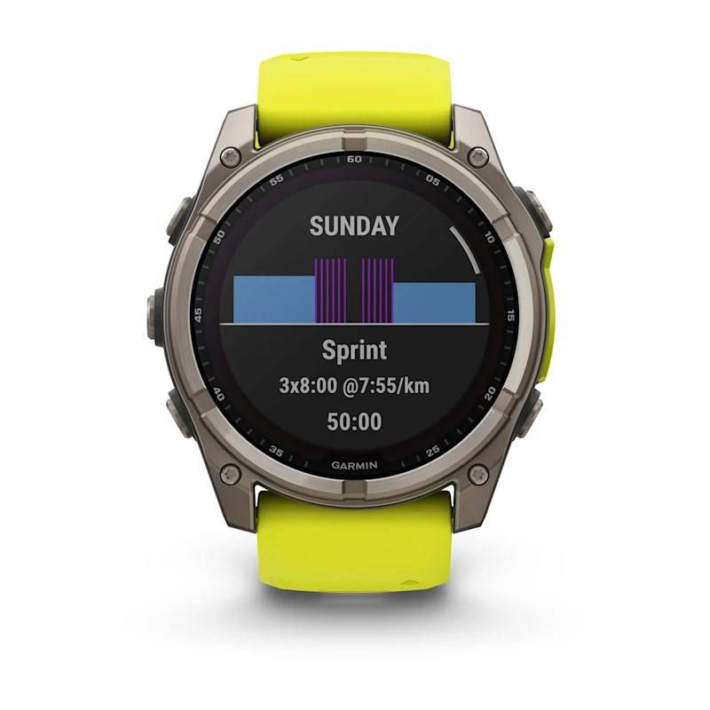 Garmin Fenix 8, 51mm, Sapphire Solar, Carbon Gray Dlc Titanium Con Cinturino Amp Yellow-2