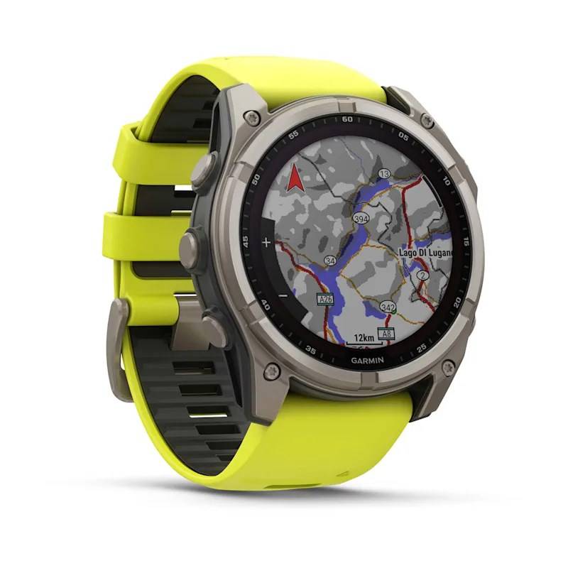 Garmin Fenix 8, 51mm, Sapphire Solar, Carbon Gray Dlc Titanium Con Cinturino Amp Yellow-3