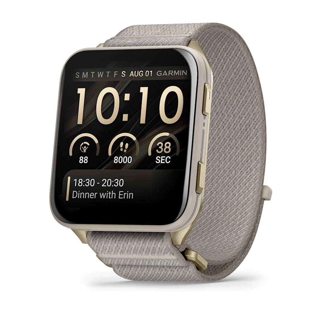 Garmin Venu X1 French Gray Con Fondello Titanium Cinturino A Strappo French-0