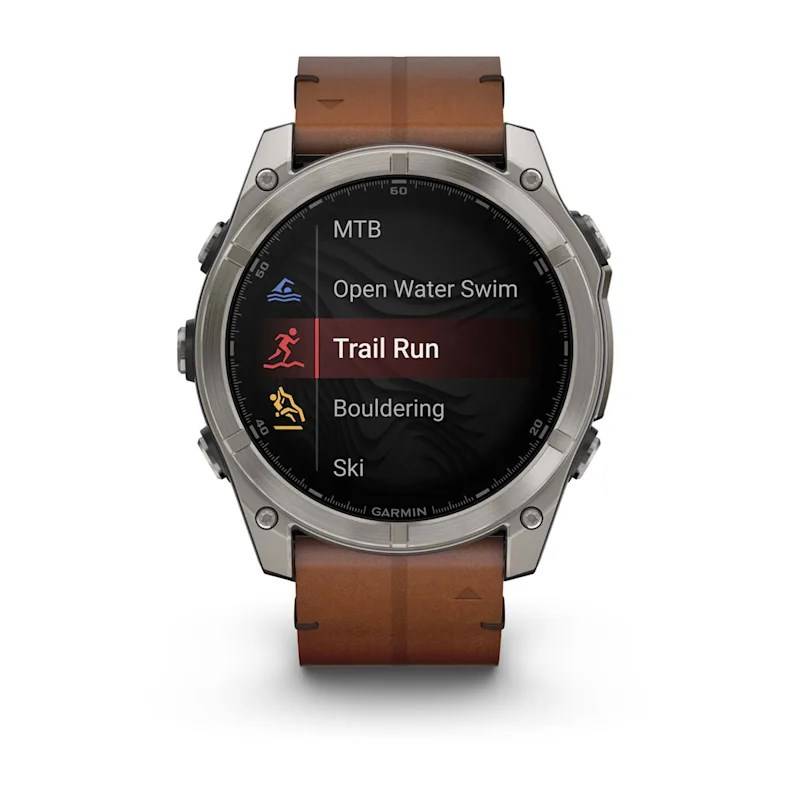 Garmin Fenix 8, 51mm, Sapphire Amoled, Carbon Gray Dlc Titanium Con Cinturino Pelle Chestnut-1