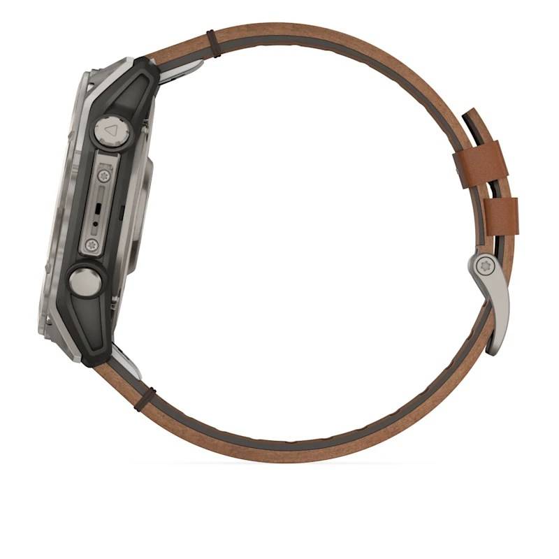 Garmin Fenix 8, 51mm, Sapphire Amoled, Carbon Gray Dlc Titanium Con Cinturino Pelle Chestnut-2