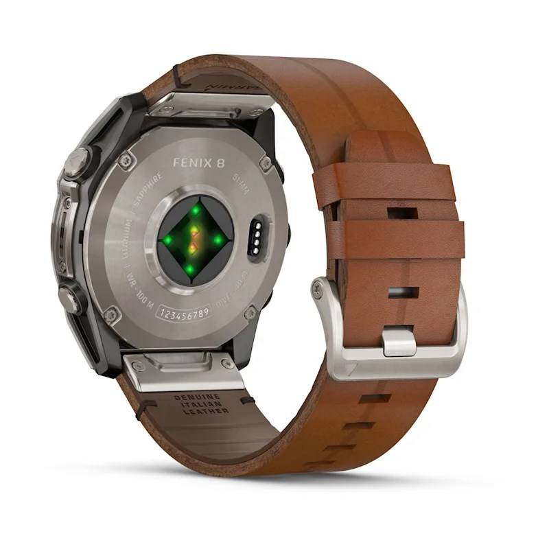 Garmin Fenix 8, 51mm, Sapphire Amoled, Carbon Gray Dlc Titanium Con Cinturino Pelle Chestnut-3