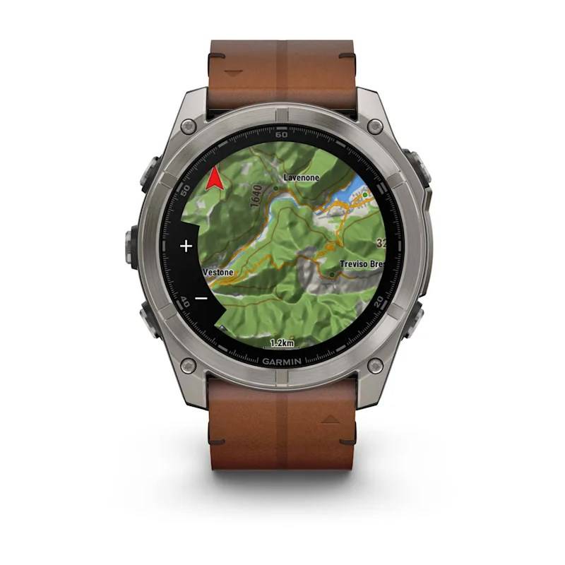 Garmin Fenix 8, 51mm, Sapphire Amoled, Carbon Gray Dlc Titanium Con Cinturino Pelle Chestnut-4