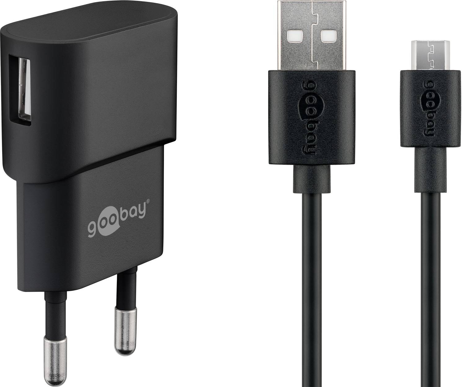 Goobay Set di ricarica Micro-USB (5 W) Alimentazione con cavo Micro-USB 1 m (nero)