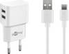 Set di doppia ricarica Goobay USB-C™ 2,4 A - alimentatore con 2 prese USB e cavo USB Type-C™ da 1 m (bianco)