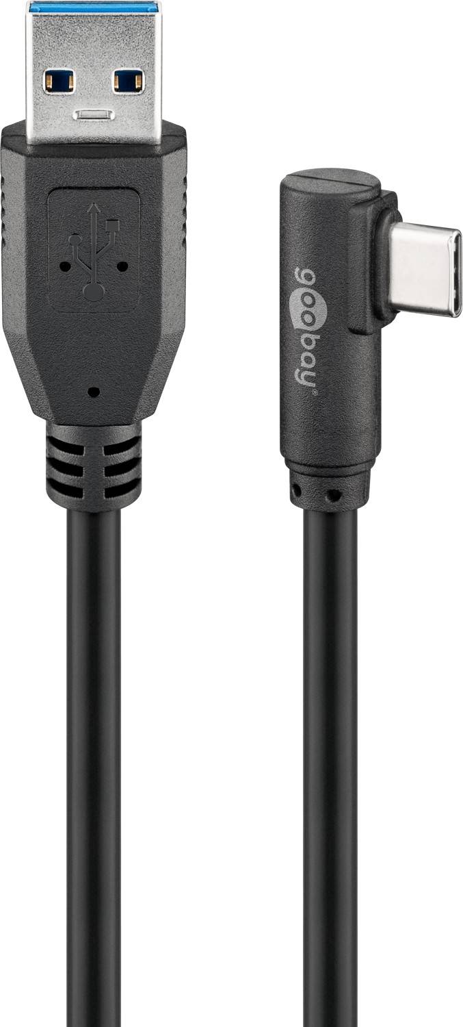 Goobay USB 3.0 cavo da USB-C™ a USB-A 90°, 1,5 m, nero 1.5 m spina USB 3.0 (tipo A) > Spina USB-C™-0