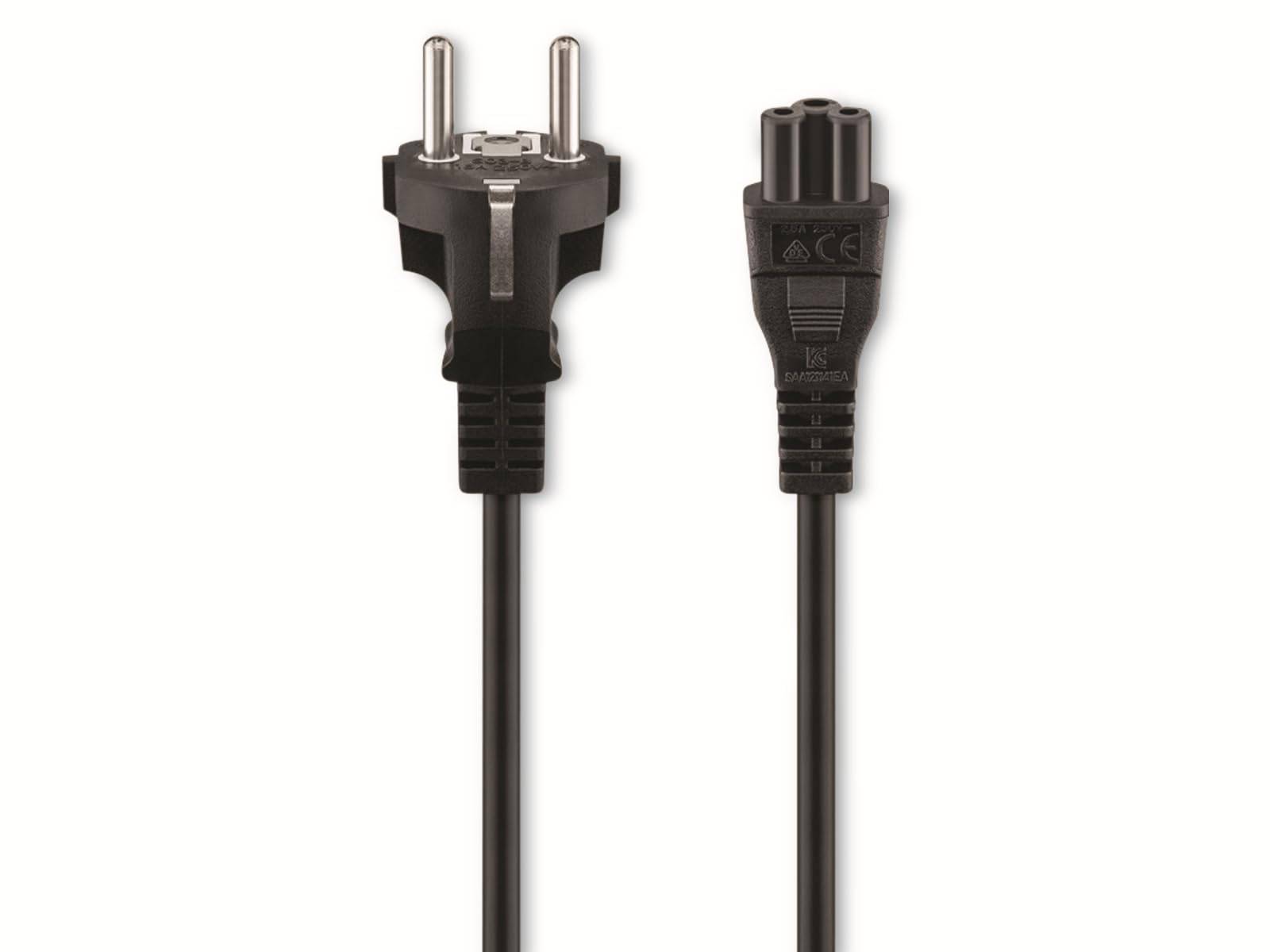 Goobay Cavo di rete con spina di terra, 1 m, nero 1 m spina di terra (tipo E/F, CEE 7/7) > Presa dispositivo C5-1