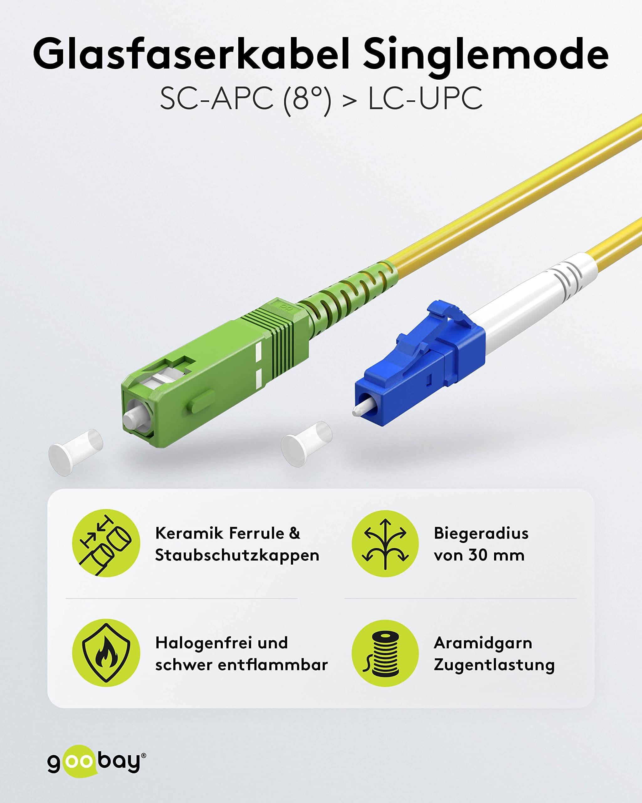 Cavo in fibra ottica Goobay (FTTH), monomodale (OS2) giallo, (simplex) 5 m-1