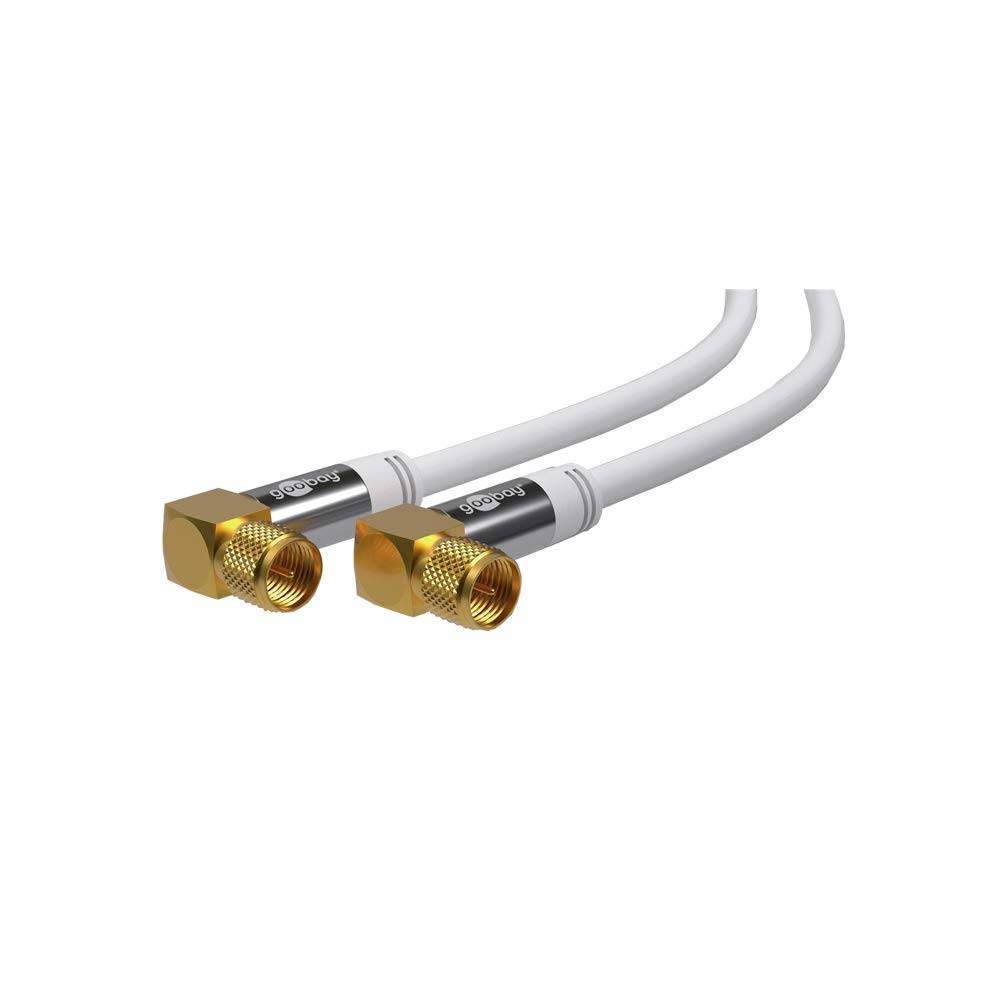 Goobay Cavo antenna SAT (135 dB), 4x schermato 5 m placcato oro, spina F 90° > spina F 90°-2
