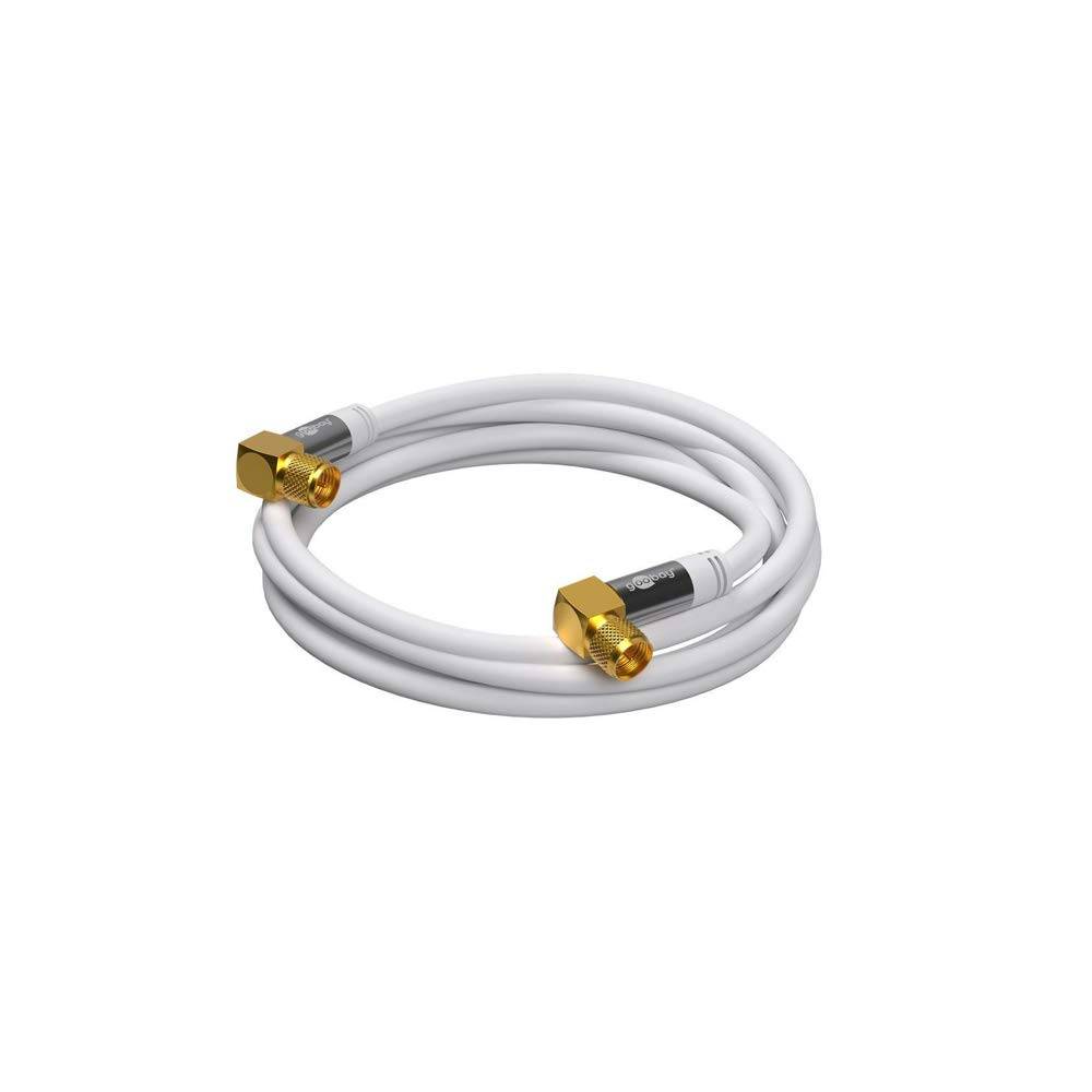 Goobay Cavo antenna SAT (135 dB), 4x schermato 5 m placcato oro, spina F 90° > spina F 90°-3