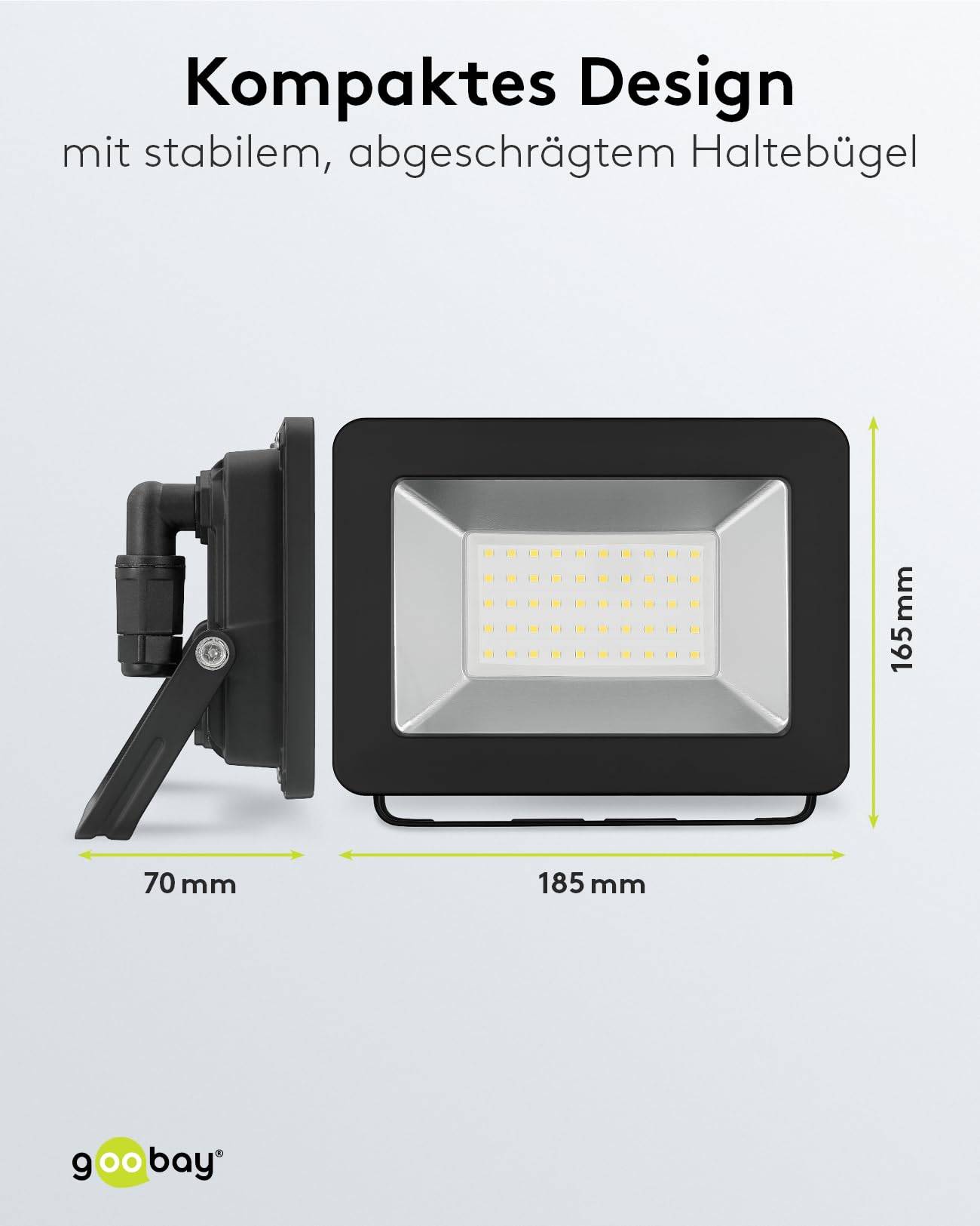 Faretto LED da esterno Goobay, 50 W - con 4250 lm, luce bianca neutra (4000 K) e pressacavo M16, adatto per uso...-2