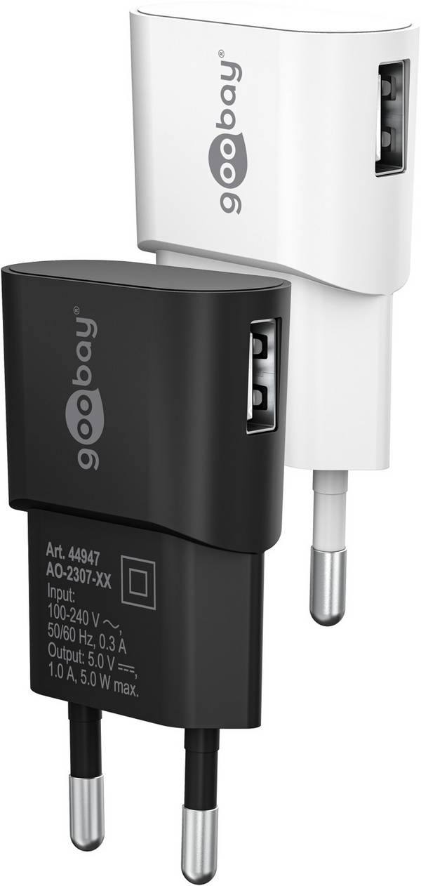 Caricabatterie USB Goobay (5W) bianco - alimentatore USB compatto con connessione 1xUSB