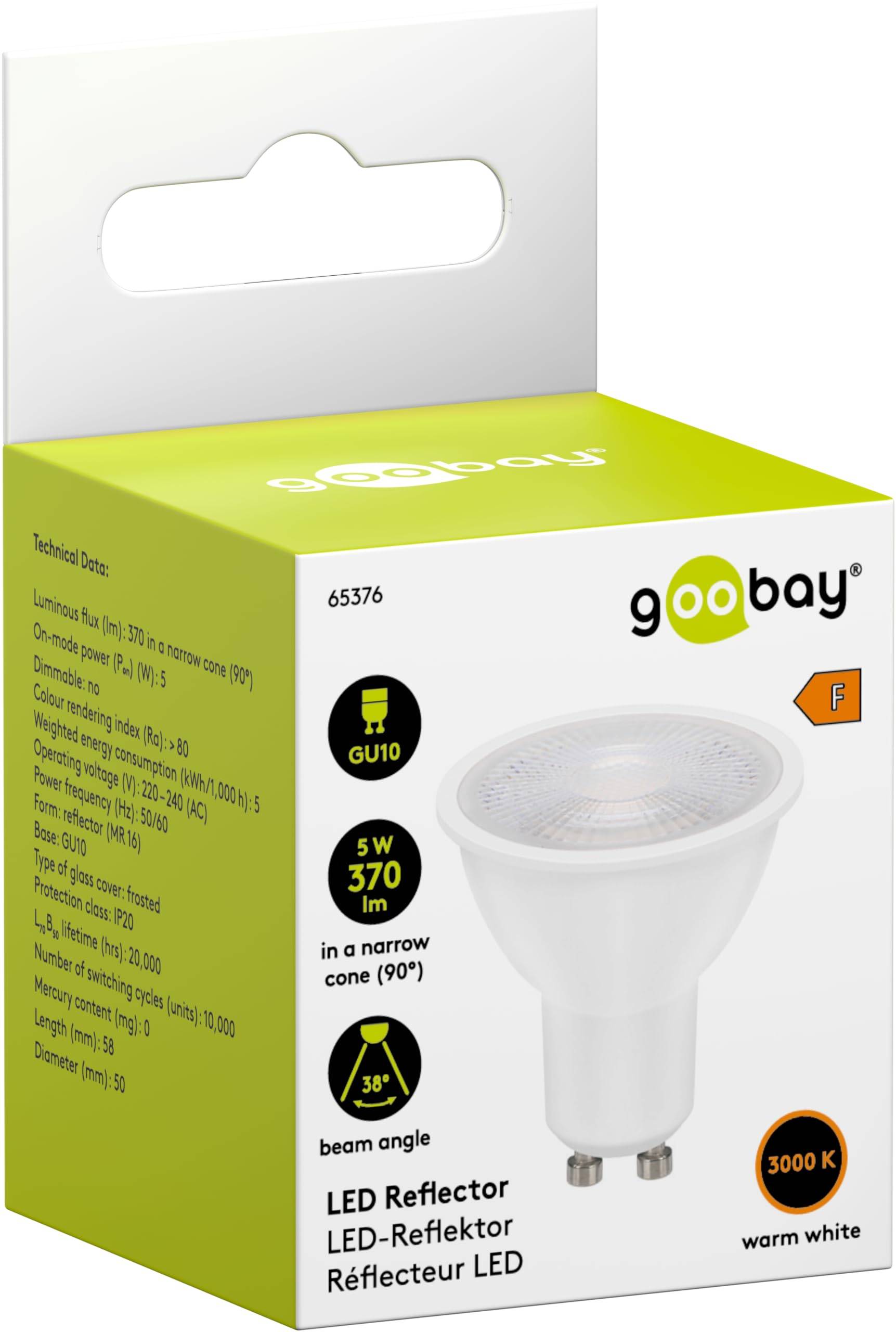 Goobay Riflettore a LED, 8 W attaco GU10, bianco caldo, non oscurabile-1