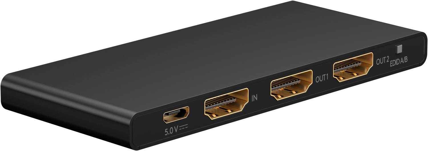 Goobay HDMI™ splitter da 1 a 2 (4K a 60 Hz) - divide 1 segnale di ingresso HDMI™ in 2 uscite HDMI™